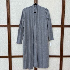 Talbots Gray Long Sleeve Open Mid Length Sweatshirt Cardigan - XS